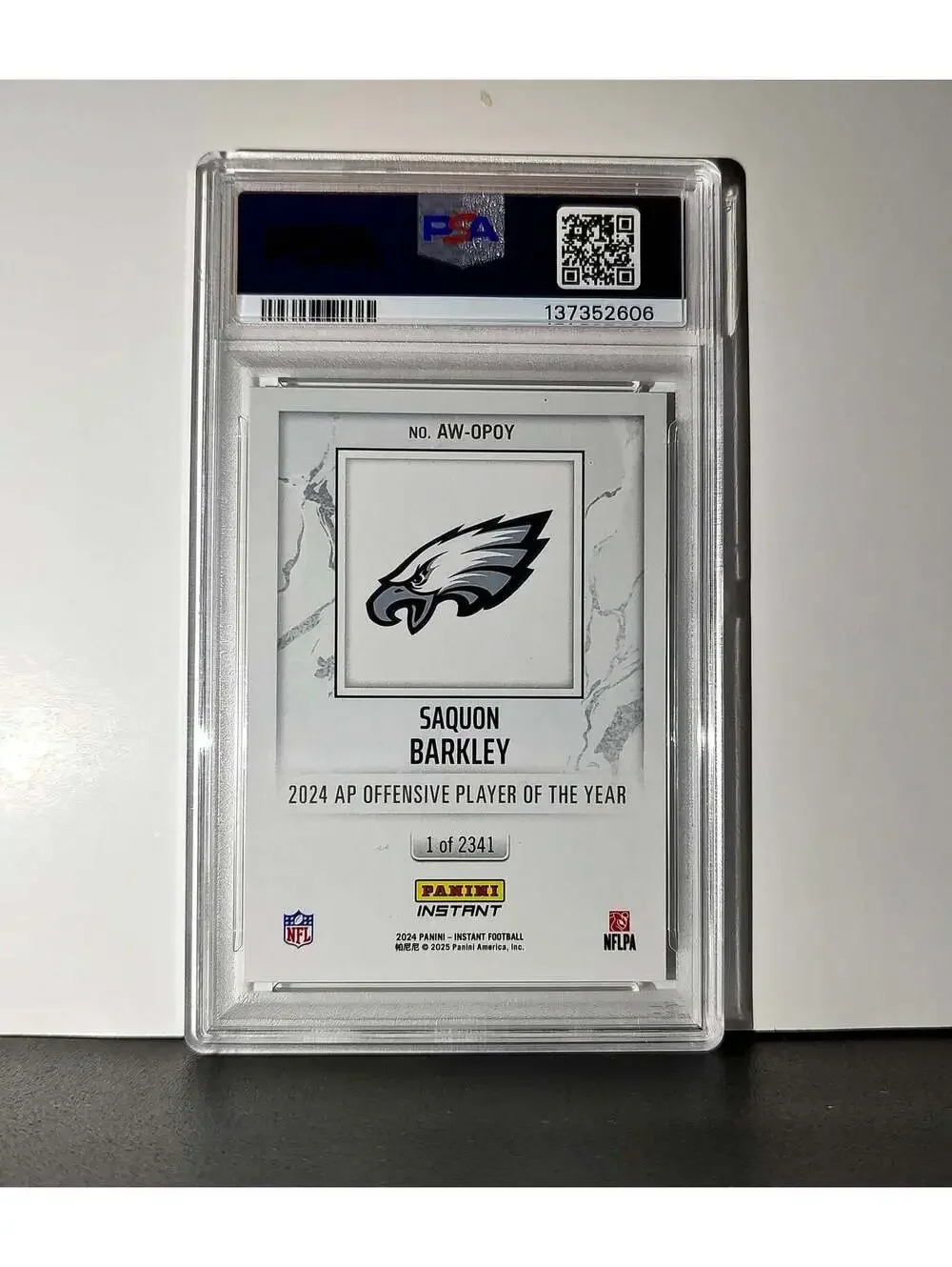 Saquon Barkley 2024 Panini NFL AP Offensive Player of the Year Eagles PSA 9 Mint